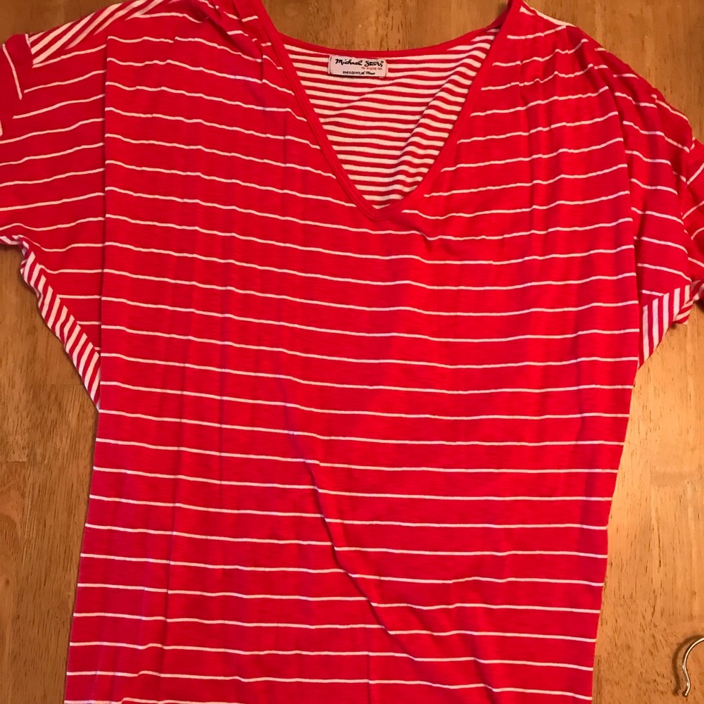 Michael Stars T-shirt red and white ONE SIZE